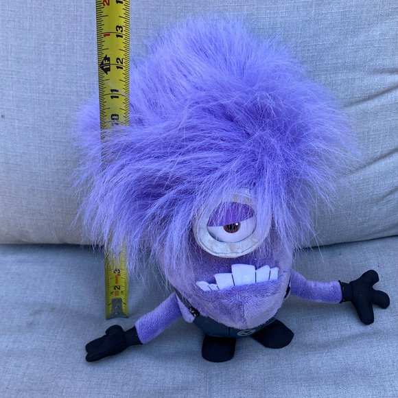UNIVERSAL STUDIOS DESPICABLE Me ONE 1 Eye Purple MINION PLUSH Crazy Hair - Picture 2 of 12
